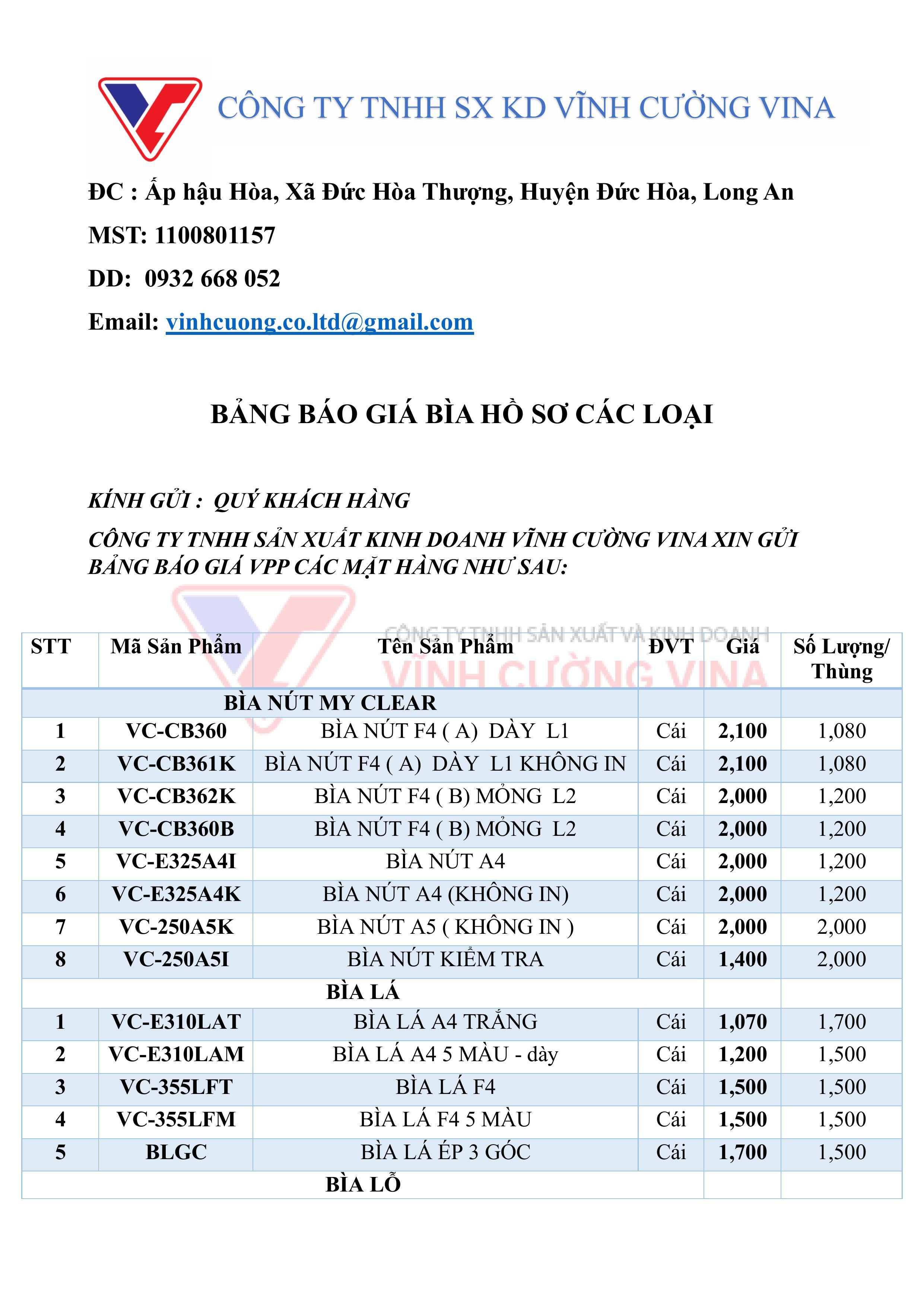 CÔNG TY TNHH SX KD VĨNH CƯỜNG VINA-hình ảnh-0